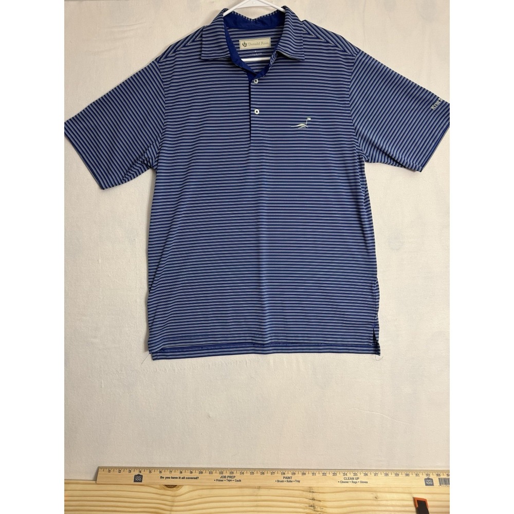 Men's Medium Donald Ross Striped Short Sleeve Performance Polo Kiva Dunes